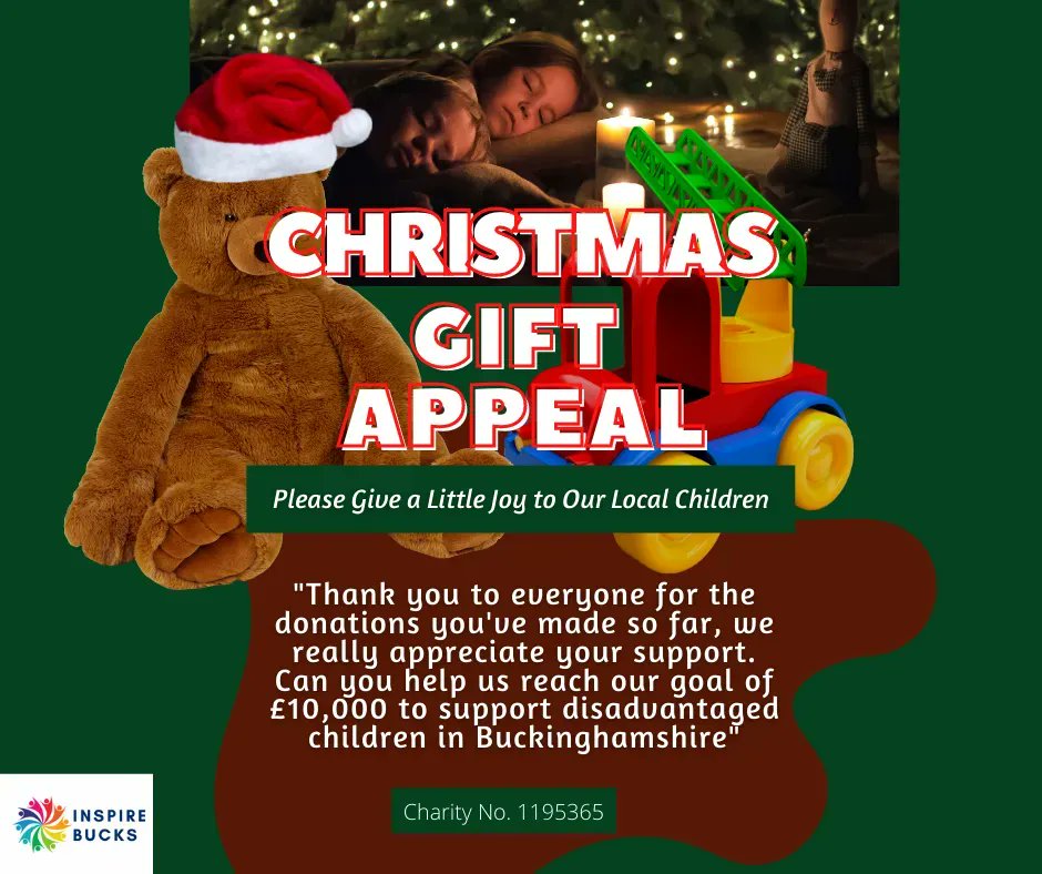 Let's bring the Christmas cheer!🎄 🎄 🎄 
Thank you to everyone for the donations you've made so far, we really appreciate your support!
If you have not yet donated, please help if you can at: buff.ly/3bZz9zJ 
See our website for more details: inspirebucks.charity.