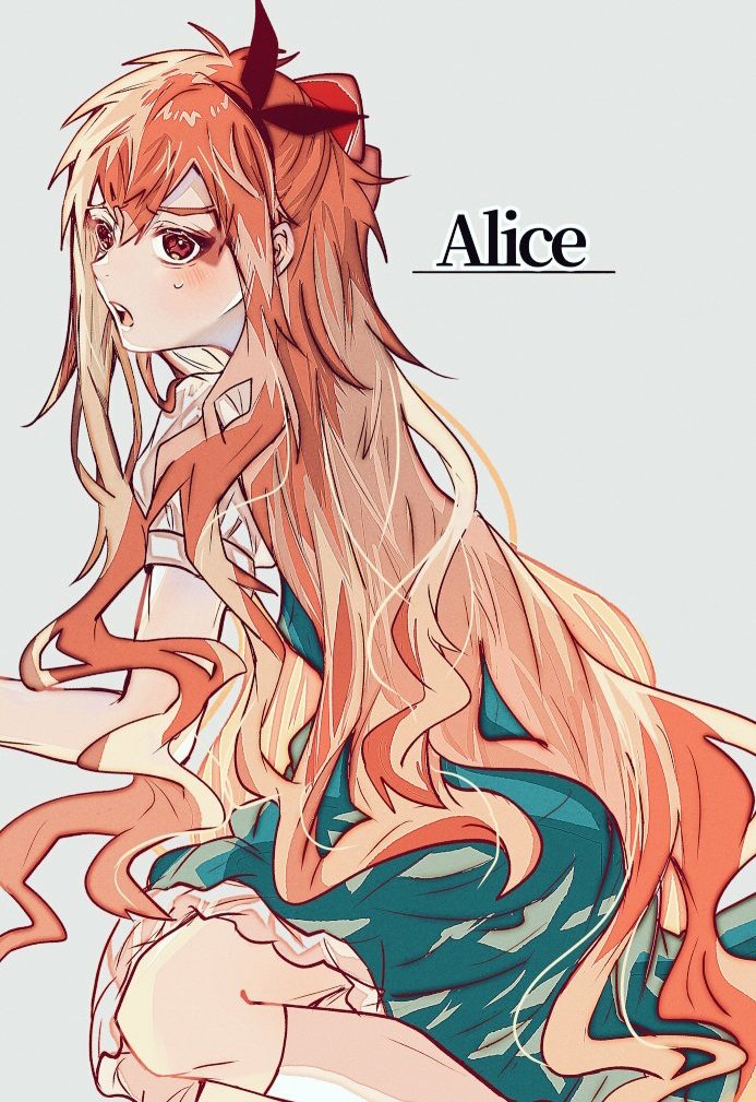 souryuu asuka langley 1girl long hair solo orange hair dress open mouth looking at viewer  illustration images