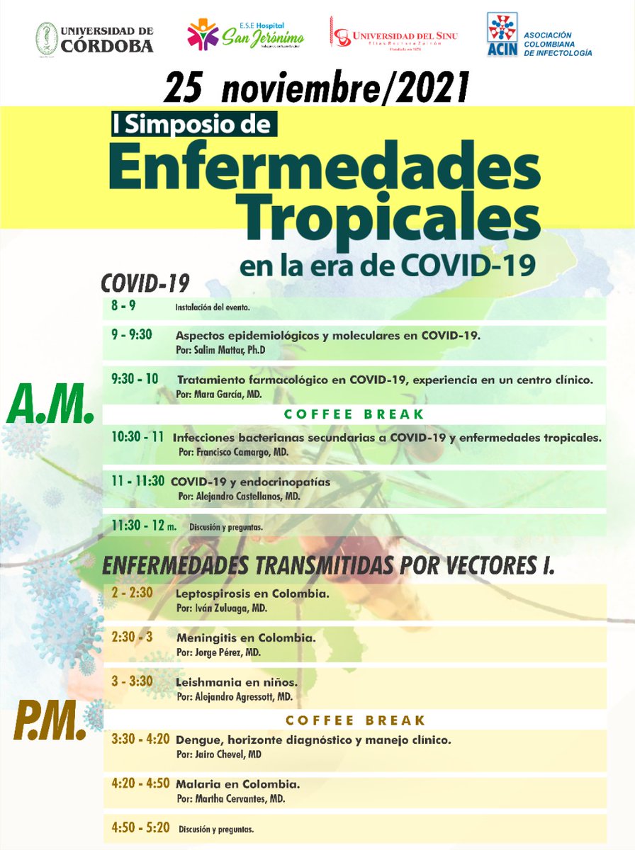 Unicordoba_Col's tweet photo. #ConectadosConLaU.

✅I Simposio de Enfermedades Tropicales en la era de COVID-19

🗓️25 y 26 de noviembre 
📍Auditorio William Montes Suárez del Hospital San Jerónimo de Montería 

#Unicórdoba #Estudiantes #IIBT
#COVID_19 #Enfermedades https://t.co/WiMouRIvSL