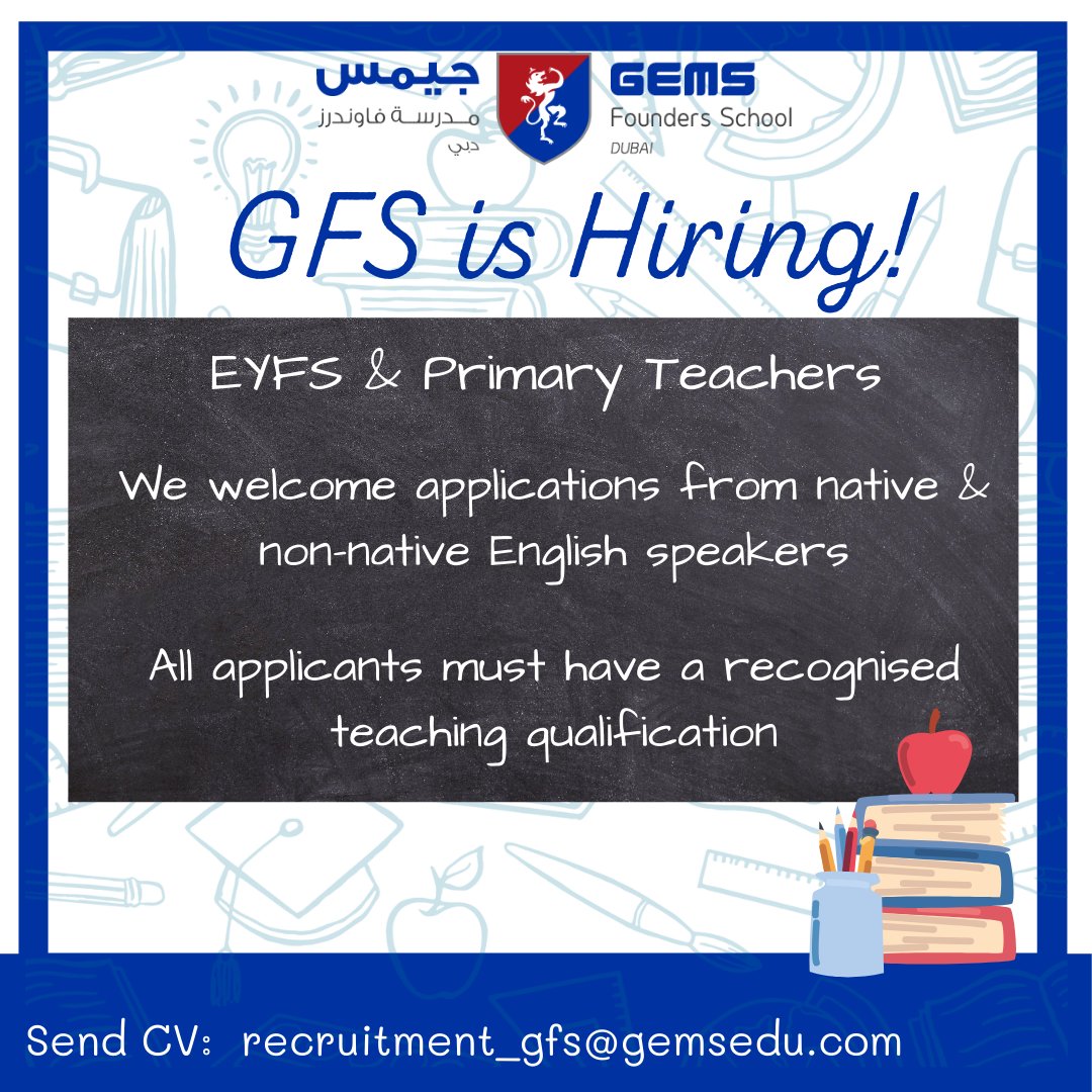 We have some exciting opportunities to work at our fantastic school - Jan start. Applications from ECTs are welcome. As a Cobis Accredited school we can offer QTS. If you are looking for a new adventure in Dubai please feel to contact me for more info #ECT