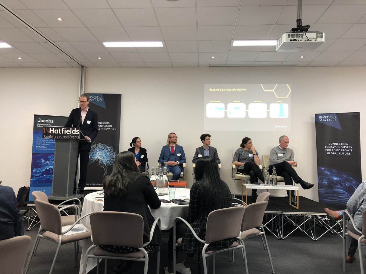 Great to be attending the <a href="/British_Water/">British Water</a> Data Conference today, sharing the <a href="/NorthumbrianH2O/">Northumbrian Water</a> approach to #opendata and the #Stream industry  collaboration story. Fantastic to be back in a room full of people,<a href="/ovarro_ltd/">Ovarro</a> George Hudson on stage demonstrating RM burst detection w/ML