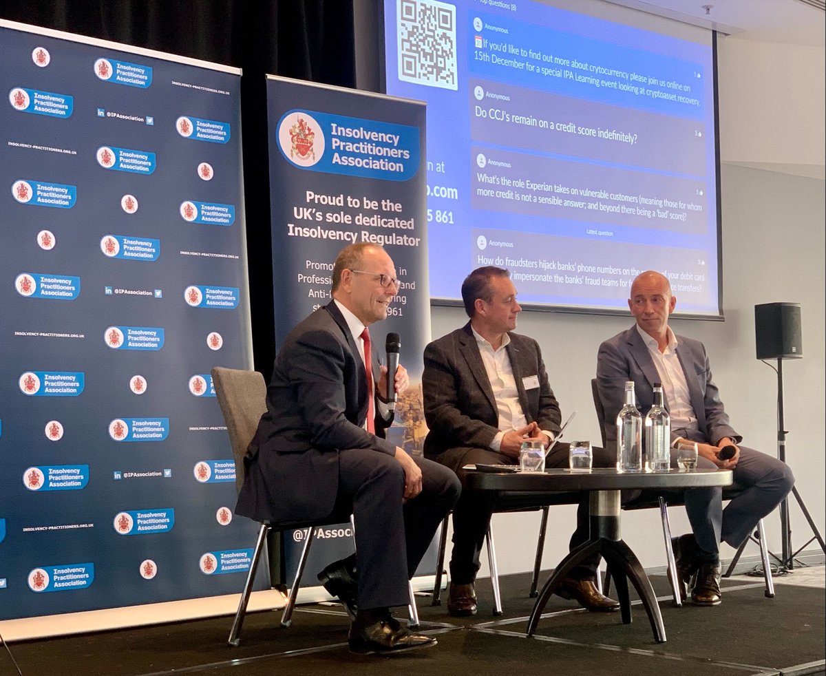 IPAssociation's tweet photo. A lively Q&A on #credit, #personalfinance and #fraud and #scam awareness, following James Jones (@AskJames) of @Experian and Jason Costain of @NatWest_Help's sessions at the #PIConference. Chaired by CEO Paul Smith.
#insolvency #personalinsolvency https://t.co/iijYN50cBI