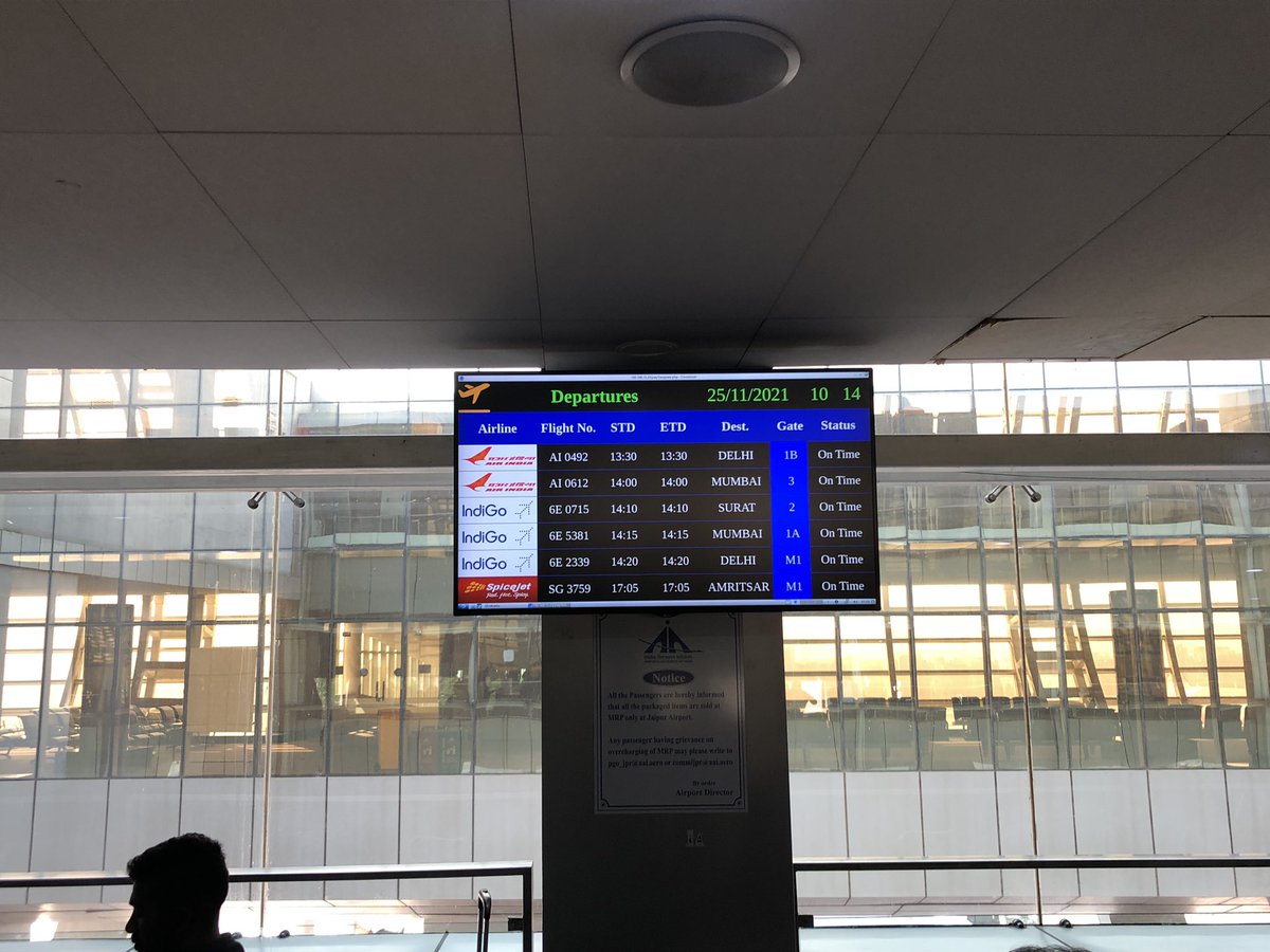 CaptainSarveshG's tweet photo. At @Jaipur_Airport the FIDS after security(in SHA), at 10am-shows boarding gate info for flights at 23:00 hours? for 13 hours later ?? 
Flaw needs correction pls.

Or Any logic that I can’t understand?

@AAI_Official #airports @MoCA_GoI @DGCAIndia #airlines @presidentapai https://t.co/296qFT66Nb