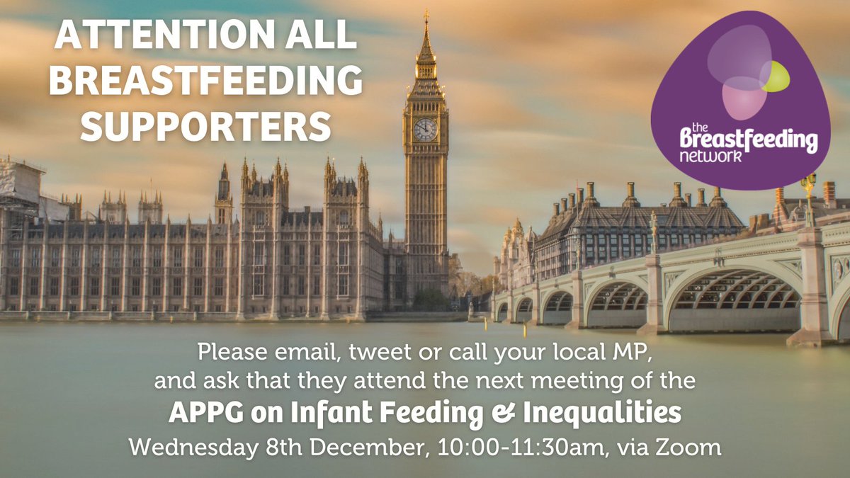 BfN_UK's tweet photo. ***Please help bring infant feeding issues to the top of the agenda.***
Invite your MP to attend the APPG on Infant Feeding &amp; Inequalities. 8/12/21, 10-11:30am, via Zoom.
More info: https://t.co/WnxqcQZ5MI
(Find your MP here: https://t.co/S3ZSKbSXvW) https://t.co/jRCh8GT7XD