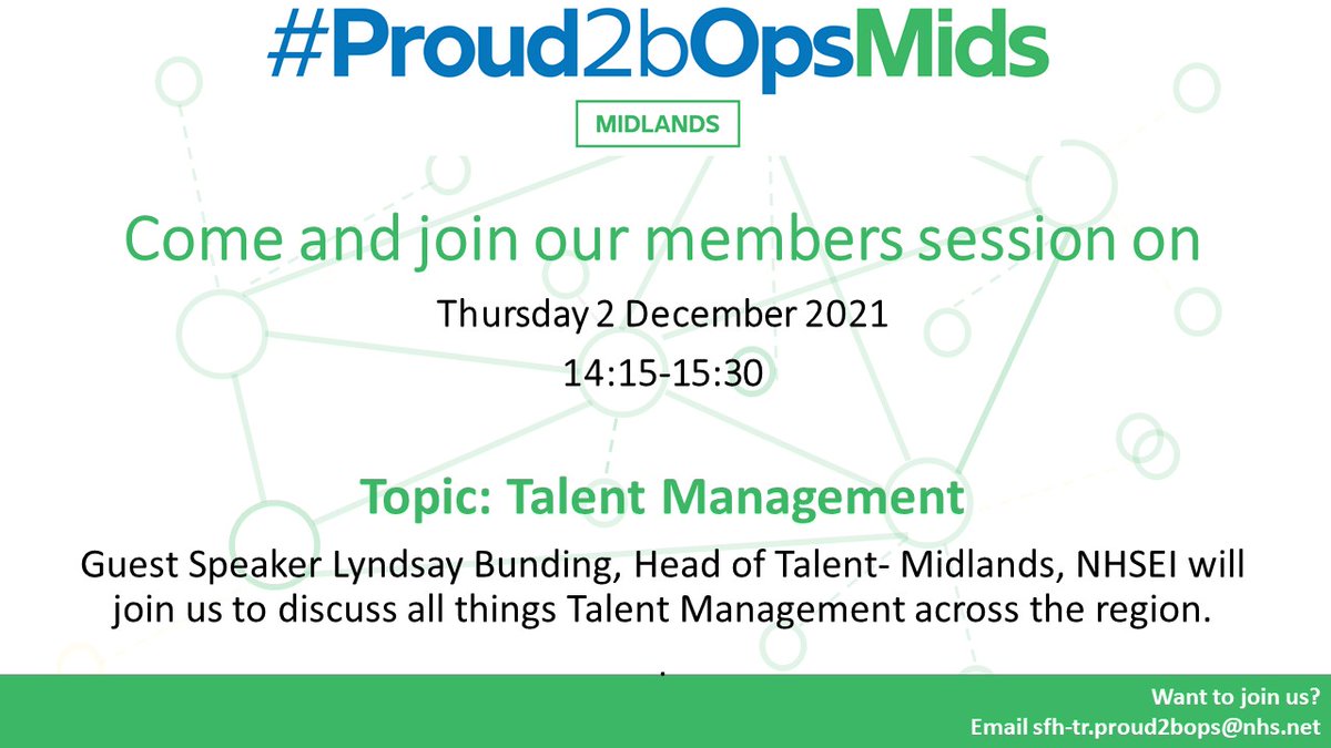 Next week is our <a href="/Proud2bOps/">Proud2bOps - National Network</a> Midlands members session. Join us as we discuss all things talent management with @LyndsayBunding1, Head of Talent for the midlands for <a href="/NHSEI/">Niko seitaniemi</a>