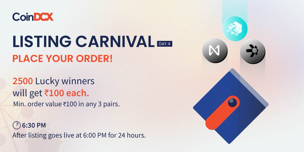 Get a chance to win rewards at CoinDCX listing carnival. Place your orders to be one of the lucky winners. 😍

Platform Tokens 

1) Near Protocol
2) IOTX
3) QUANT

T&amp;C: bit.ly/3FG0PXc 

#CoinDCX #NearProtocol #IOTX #QUANT