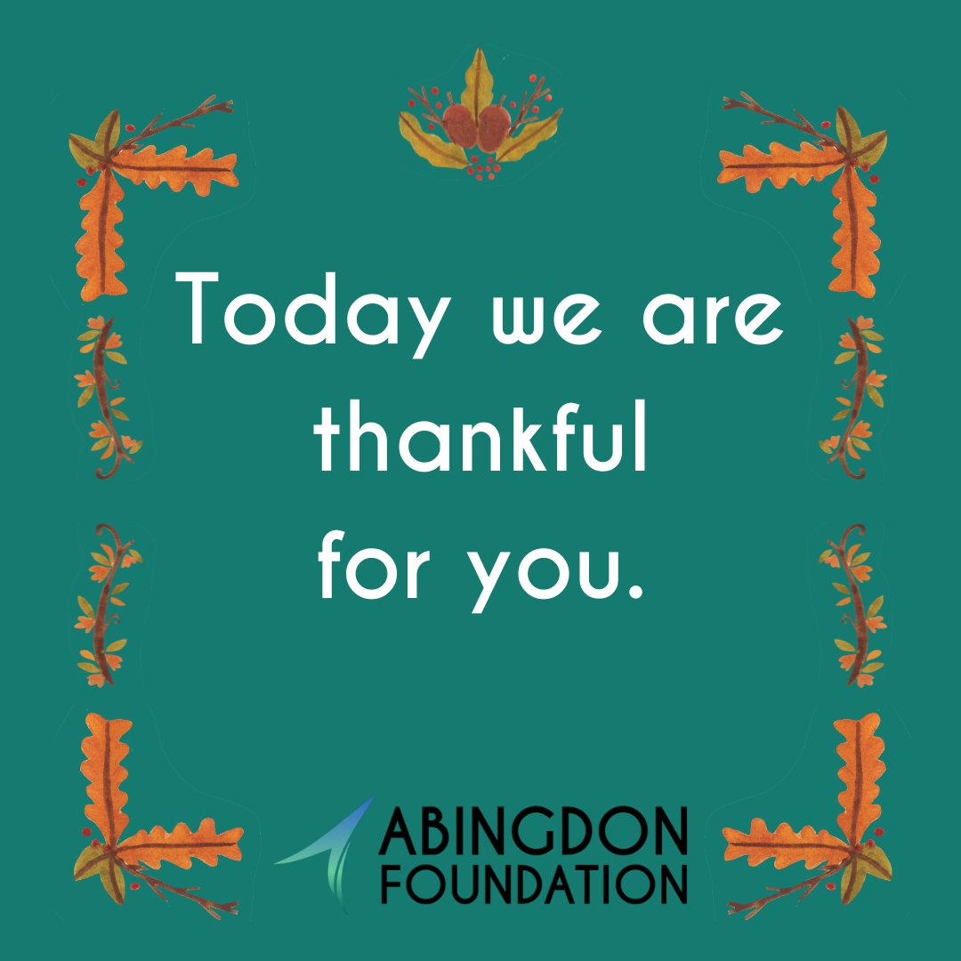 AbingdonFdn's tweet photo. Thank you for your support. Thank you for your generosity. Happy Thanksgiving from Abingdon Foundation!

#steam #stem #fullsteamahead https://t.co/DEksrpO2dU