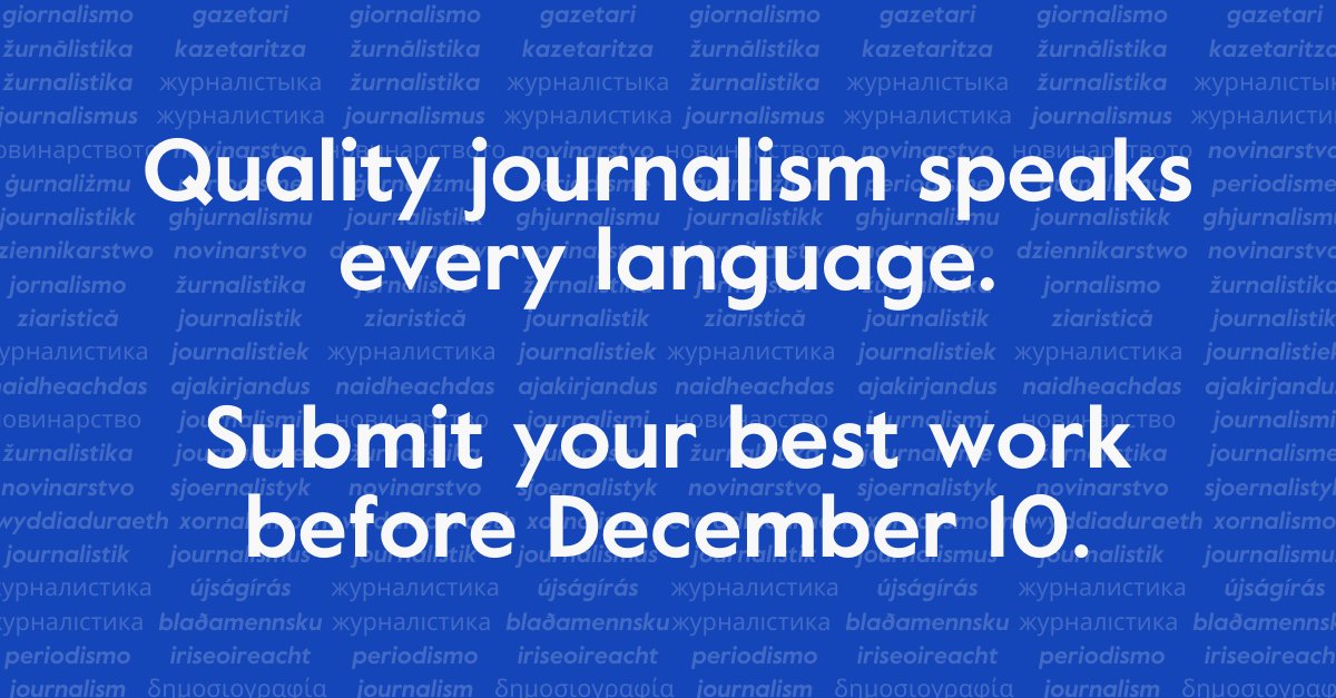 Entry period for <a href="/EuroPressPrize/">European Press Prize</a> closes on December 10 - enter your favourite journalistic story of 2021 while you can. The info at europeanpressprize.com/before-you-ent… tells you all you need to know.