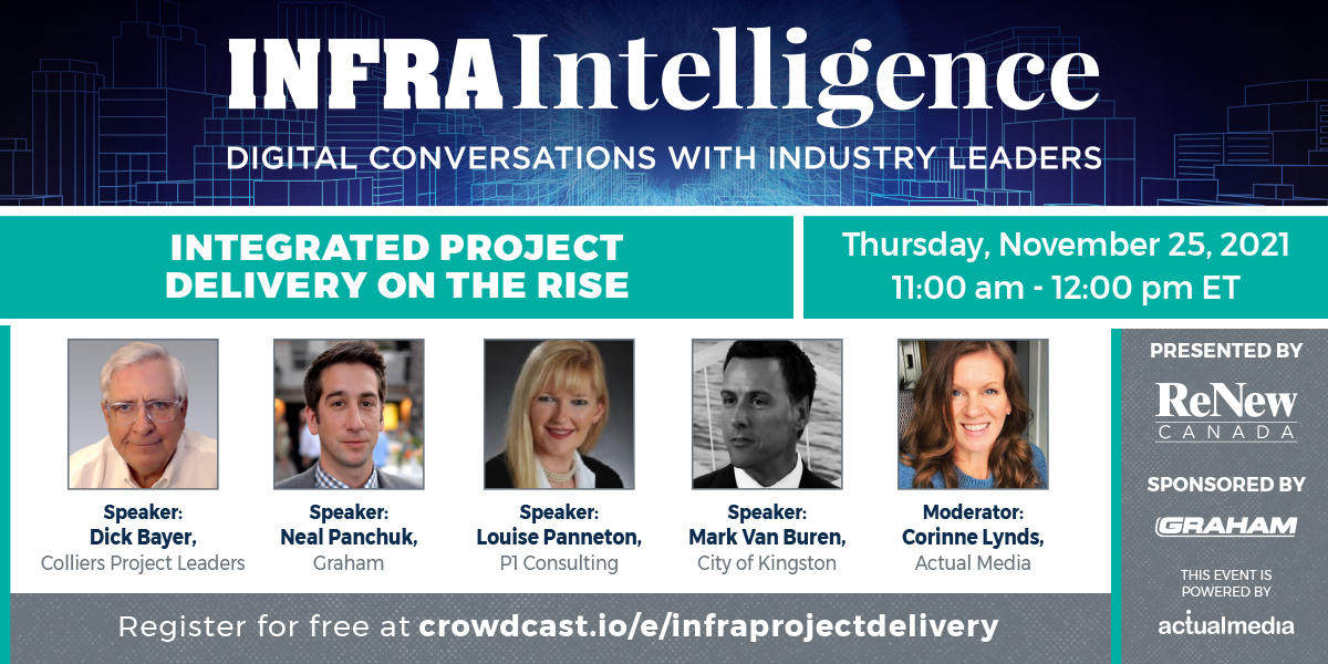 .<a href="/ReNewCanada/">ReNew Canada</a> will be hosting a discussion to find out what’s driving integrated project delivery. The discussion will also explore how infrastructure project finance and procurement is changing in other ways.

renewcanada.net/infraintellige…