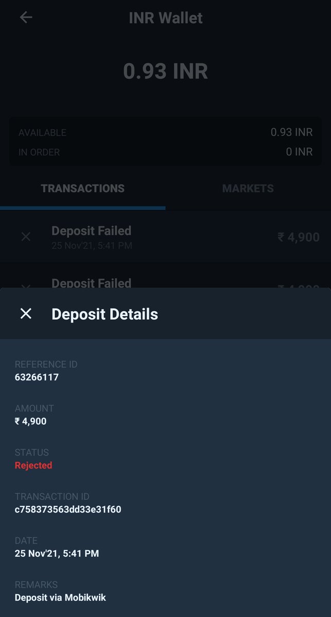 MdShazeb18's tweet photo. I have deposited money and the same has been debited from my bank account but it is not reflecting in my wazirx wallet @WazirXIndia https://t.co/N19k76MaCy