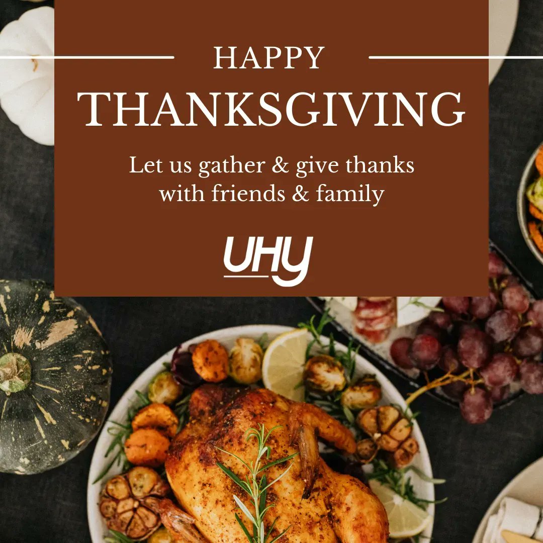 UHYMidAtlantic's tweet photo. This #Thanksgiving, we are #thankful for so much, most of all our dedicated team and valued clients. We are #grateful for your continued work and commitment, which is the root of our success. We wish you a healthy, safe and enjoyable holiday! https://t.co/4UQPNZXEb0
