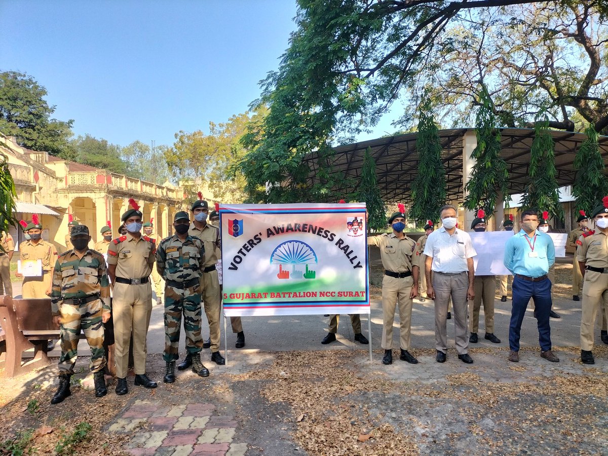 Anujkum35069756's tweet photo. #EkMaiSauKeLiye ph7
Today 5 Gujarat NCC Battalion has flagged the awareness rally for Voter's awareness. On this day we have motivated lots of civilians through our rally. 
@ArvindKapoorTYG 
@NCC_Dte_Gujarat https://t.co/sdgLvDmOo3