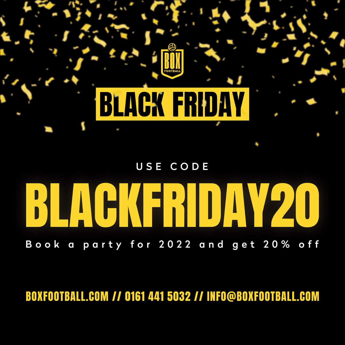 PFAarena's tweet photo. 🚨BLACK FRIDAY DEAL🚨- Book a party for 2022 and get 20% off!!
The offer ends Sunday 28th at midnight! You don't want to miss out!!⭐️
#blackfriday #footballparties #blackfriday20 https://t.co/zrlZIS7zZR