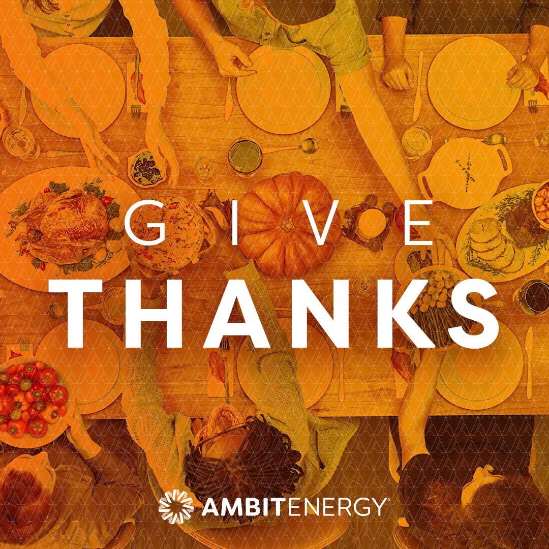Happy Thanksgiving from all of us here at Ambit Energy! We’re thankful for all of you and hope you’re able to spend quality time with loved ones. #Thanksgiving2021