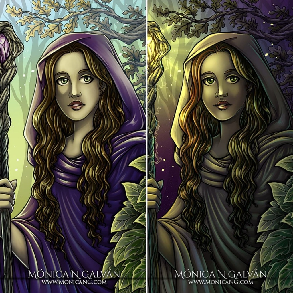 monicang's tweet photo. Day or Night? Same lineart, endless possibilities!
Which version of this one do you prefer?
This colored lineart will be the cover of my next coloring book! I will color it also with traditional media, so stay tunned!
#illustration #witch #coloringbo… https://t.co/JeQ13XENNp https://t.co/BE5YJRUbZe