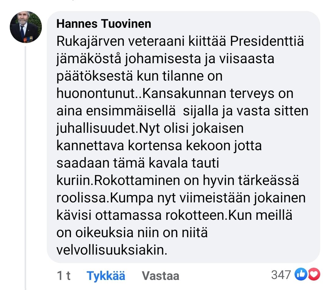 Honkanen's tweet photo. Annetaanpa puheenvuoro 97-vuotiaalle Hannes Tuoviselle. https://t.co/cPjePVoEv6