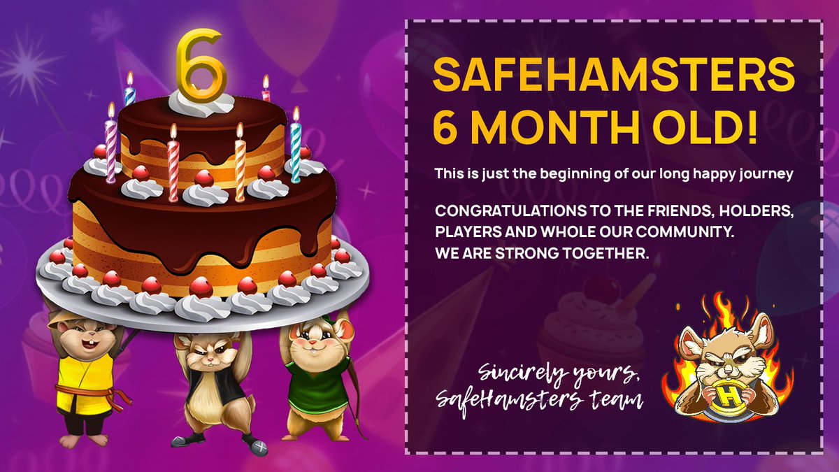 SAFEHAMSTERS's tweet photo. 🥳 Today we are 6 months old.
During this time we have experienced a lot, and now we already have: own EcoSystem - HamstersMill, two powerful tokens and MVP game release!🎁

❤️Thank you for believing in us.
🐹Safehamsters is the main guide to the world of Fun&amp;Rich! https://t.co/csczwPNuS7