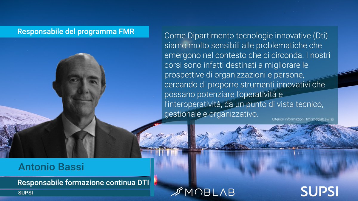 MobLabSwiss's tweet photo. "La proficua collaborazione sviluppata con MobLab negli ultimi anni acquisisce ulteriore valore attraverso l’erogazione di un percorso di formazione rinnovato ed estremamente attrattivo" – spiega Antonio Bassi, Responsabile della FC presso il Dipartimento tecnologie innovative. https://t.co/sJpo0qejer