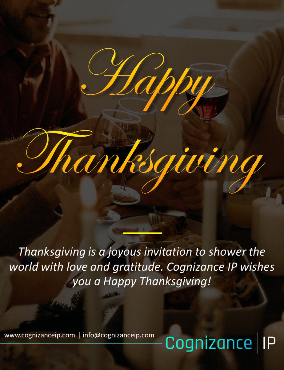 CognizanceIP's tweet photo. "We’re thankful for all of our clientele! Thank you for being a part of our journey this year" - Cognizance IP wishes you a Happy Thanksgiving!

#thanksgiving2021 #thanksgivingday #thanksgivingdinner https://t.co/dEjjMQGACC