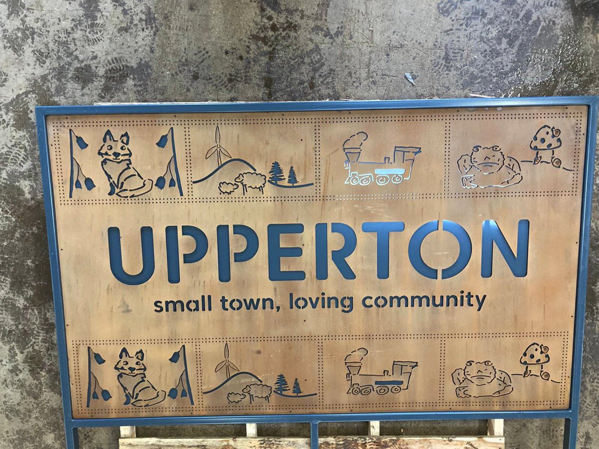 Nic__Burgess's tweet image. Sneak peek! The corten steel is doing its thing! Can’t wait to get this on-site in #Upperton and for the children to see their drawings embedded into the design! @impact_arts @NTattum