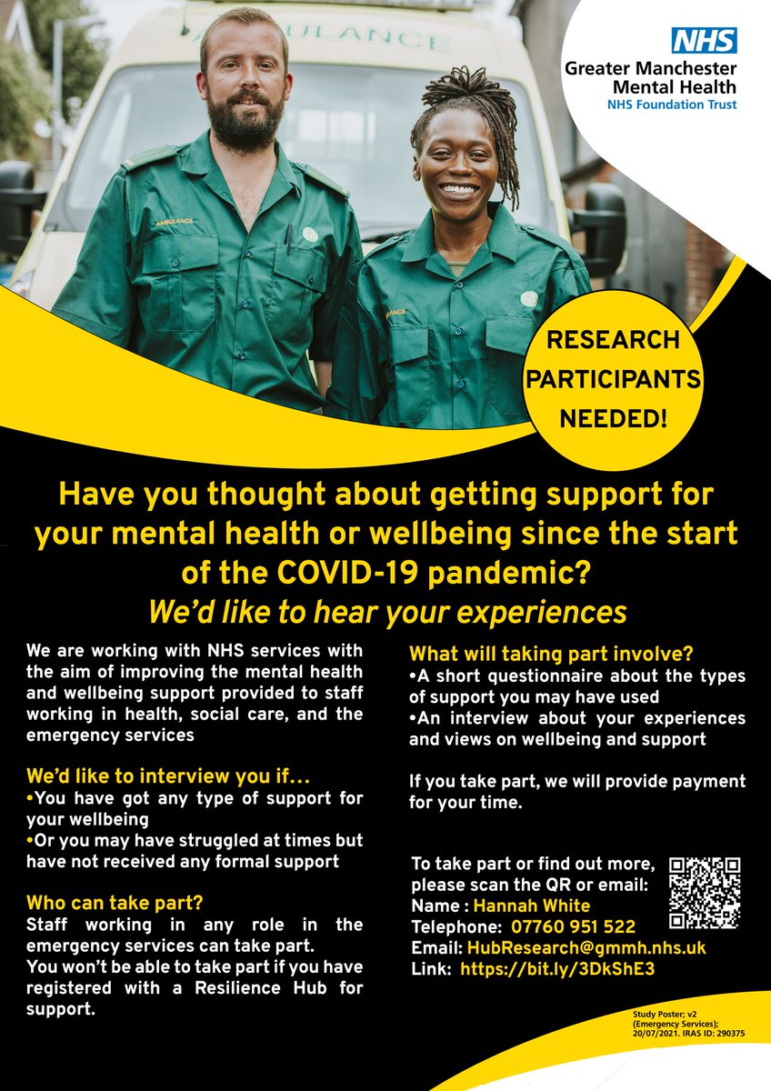 NW_HubResearch's tweet photo. Do you work for 
@NWAmbulance @NWAmb_Research @NWAMB_Inclusion and thought about accessing support for your mental health and well-being since the start of the pandemic? We’d like to hear your experiences. https://t.co/rqQlGvXJnx