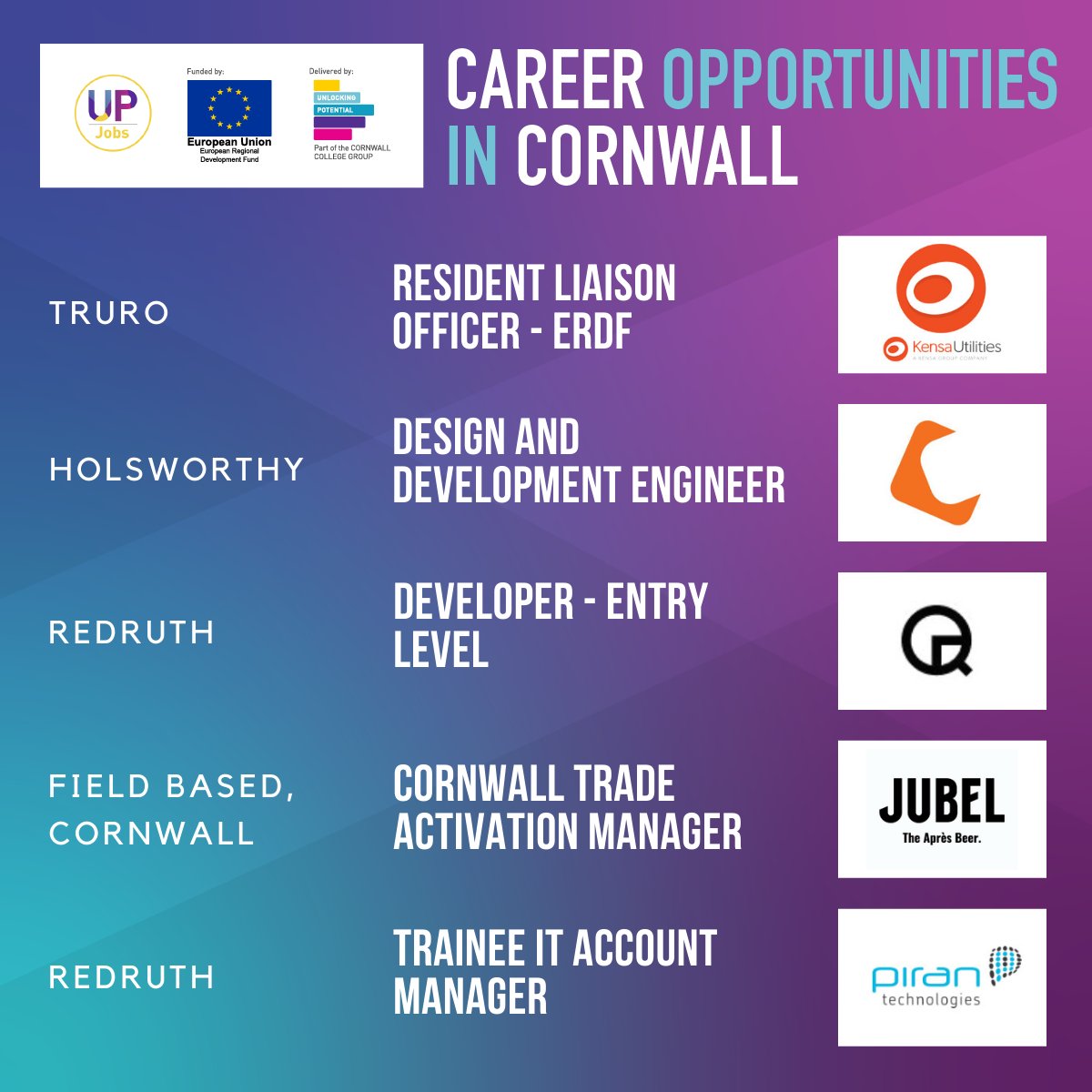 UPJobs_Cornwall's tweet photo. 🌟Looking for your next job? Here's this week's roundup of opportunities in Cornwall.

See these roles and more at 👇
https://t.co/KbgCz3nG9p https://t.co/fEwmH7yh7d