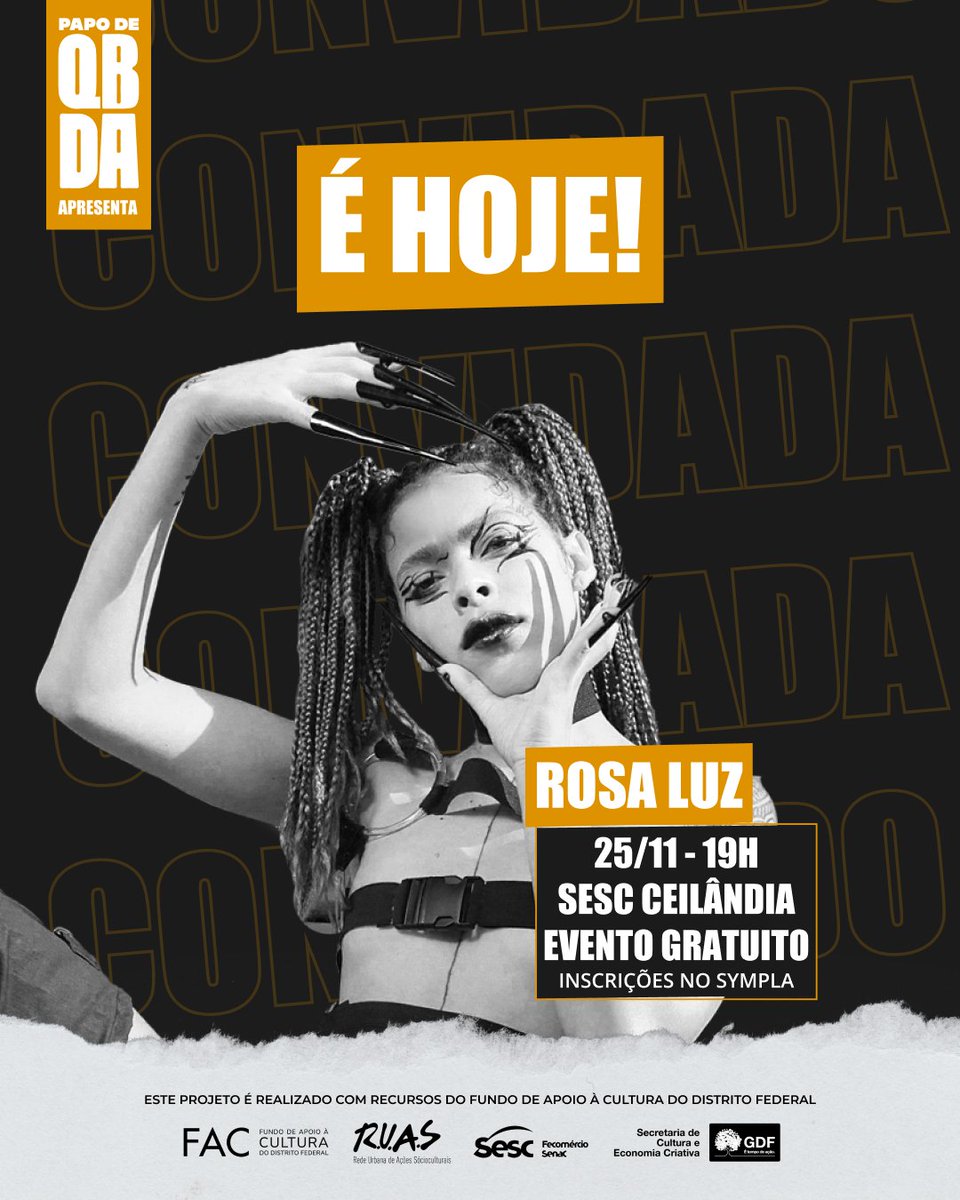 maxmacieldf's tweet photo. É HOJE 🔥 🔥
Confira tudo o que vai rolar na segunda edição do Papo de Quebrada: https://t.co/LqkxiS05nS