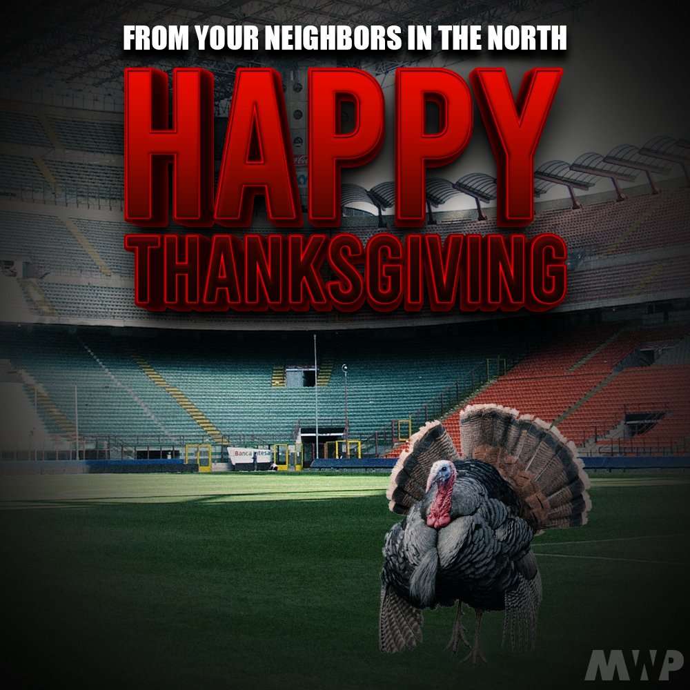 MilanWeeklyPOD's tweet photo. #MWP &amp; @ACMClubMTL would like to wish all our brothers &amp; sisters to the south (especially our Milan family) a Happy American Thanksgiving 🦃 we know you guys love it! Turkey 🦃 doesn't stand a chance today!

#ForzaMilan #MilanFamily #TurkeyTime #MilanInMontreal #MilanWeeklyPOD https://t.co/GMuw7GxYhk