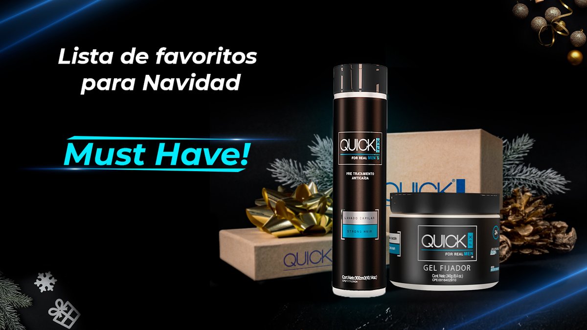QuickFixve's tweet photo. Sabemos que QuickFix encabeza tu lista de favoritos para esta navidad, porque soluciona lo que tu champú tradicional nunca pudo. No esperes más y adquiérelos 🧴 en tu tienda online. ¡Entrégate a la experiencia #QuickFix! 🕺
.
#QuickFix #QuickFixForMen #TiendaOnline https://t.co/jrgxQiFgpP