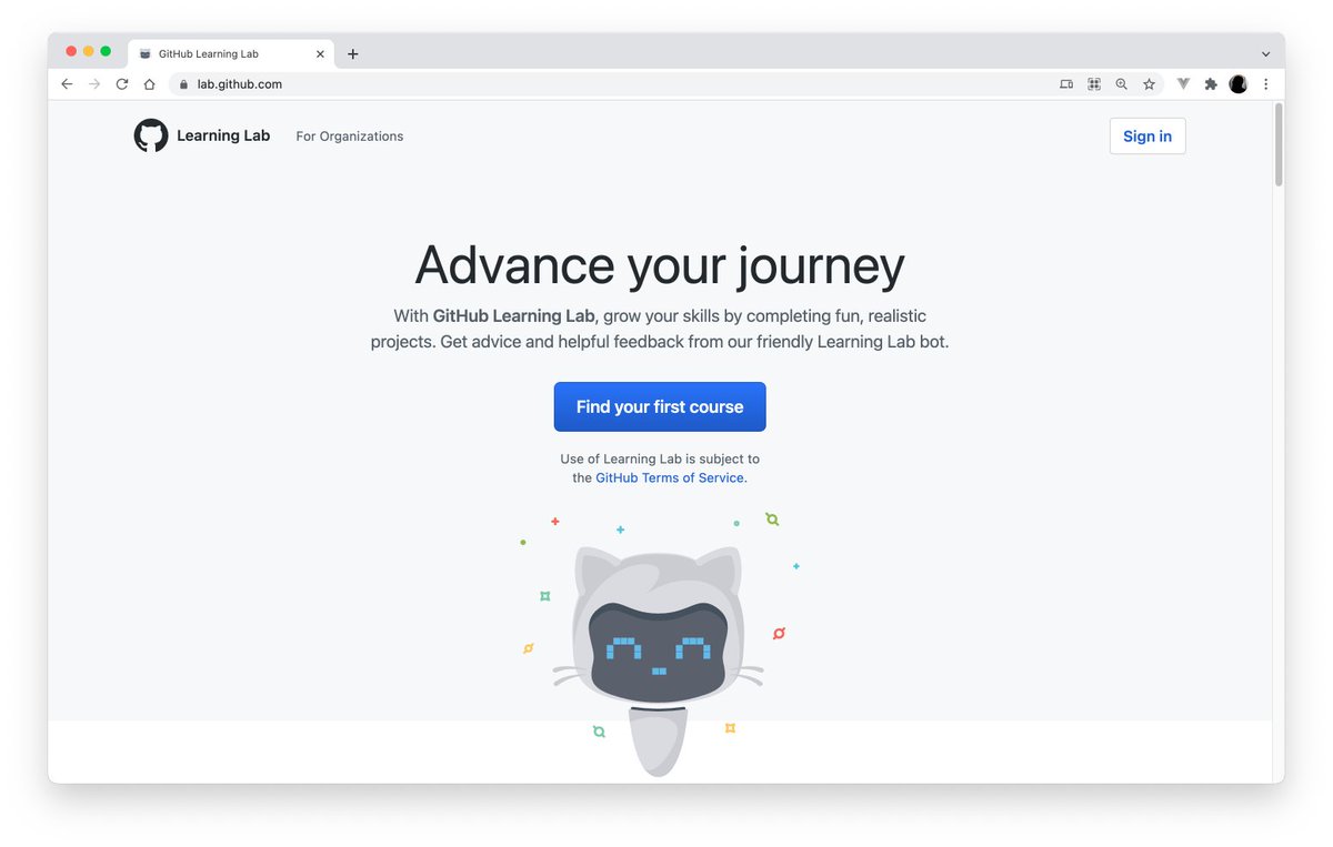 🧪 ¿Sabías que GitHub tiene un "laboratorio de aprendizaje"? ⚗️

En lab.github.com puedes encontrar cursos totalmente gratuitos para aprender #Git, #GitHub, #markdown y mucho más.