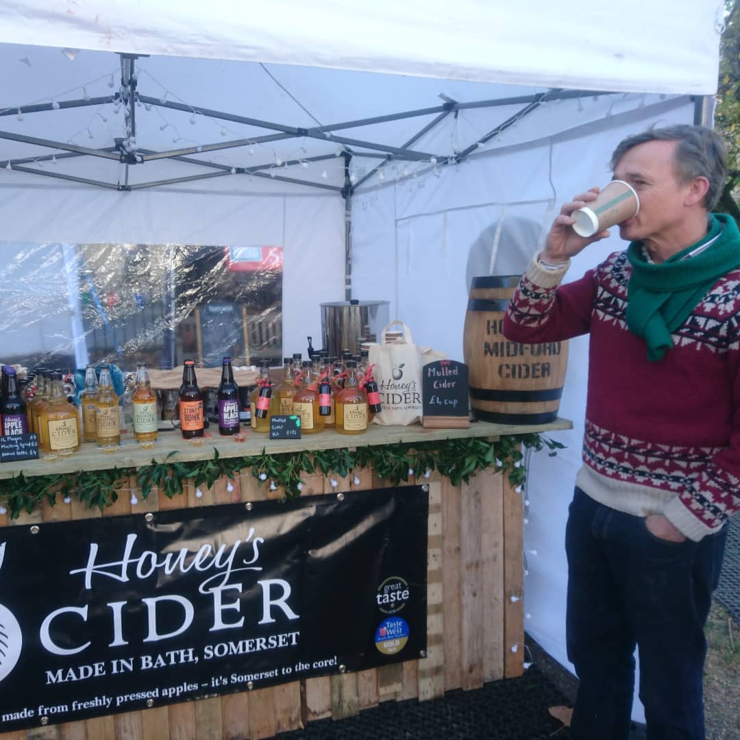 Queens Square in our beautiful Bath is home for the next 4 weeks <a href="/bathartisan/">Bath Artisan Market</a> Christmas Market. Come see us for all your cidery needs and a hot mulled cider to keep you warm (except Mondays and Tuesdays as no alcohol stalls can trade so we'll be busy prepping stock instead)