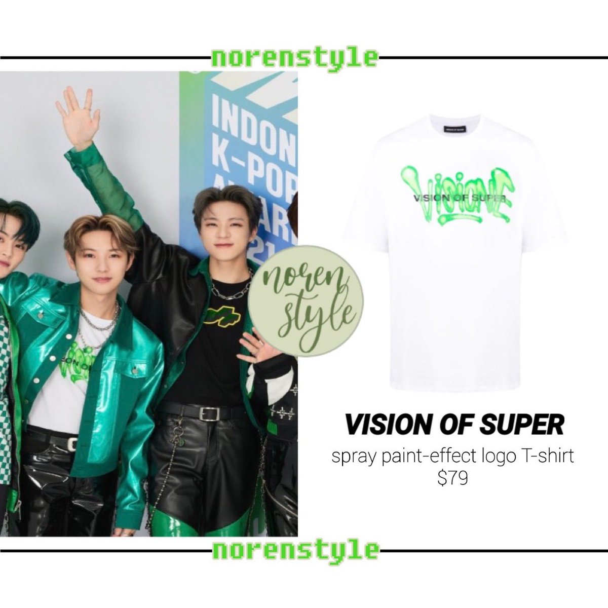 norenstyle's tweet photo. [SNS Update] 211125 - Tokopedia twitter post, #RENJUN wearing:

#VISIONOFSUPER Spray Paint-Effect Logo T-shirt
#ZILVER Desert Contrast-Panel Trousers 

#NCTDream #런쥔 #황런쥔 https://t.co/nUByQQSvjE
