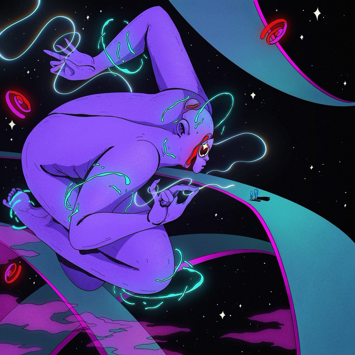 💚💚💚Bonjour abricots !🍑🍑🍑 
Today I continue "The Blue Toads in space" series.
Second piece of the series "Encounter"👁️👁️💥 👀

x15
2 tez
hicetnunc.art/objkt/555572
 
#NFTs #NFTCommunity  #NFTcollections 
<a href="/hicetnunc2000/">h2000.net</a>