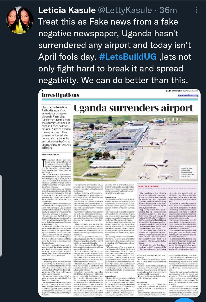 MubarakMunyagwa's tweet photo. If there are alternative facts to what has been reported by @DailyMonitor, the relevant authorities should present them to the stakeholders, UGANDANS.
But these attempts to change the narrative without facts wont #buildUG or change the reality on the ground. @FDCOfficial1 https://t.co/qiNKzdtRPL