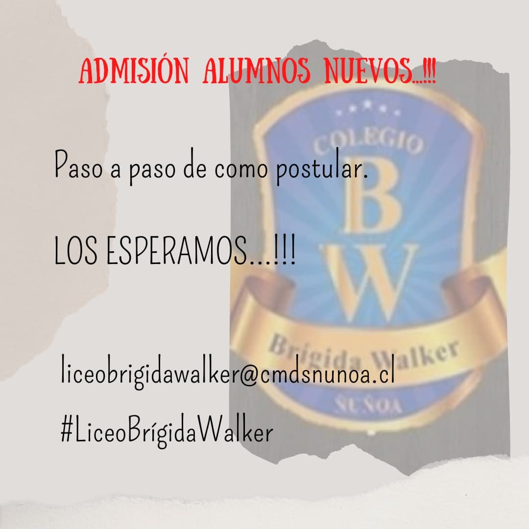 LiceoBW's tweet photo. #LiceoBrígidaWalker
#AdmisiónAlumnosNuevos

Paso a paso de como postular.

Dudas 👇👇

liceobrigidawalker@cmdsnunoa.cl https://t.co/HwoUFNbpQx