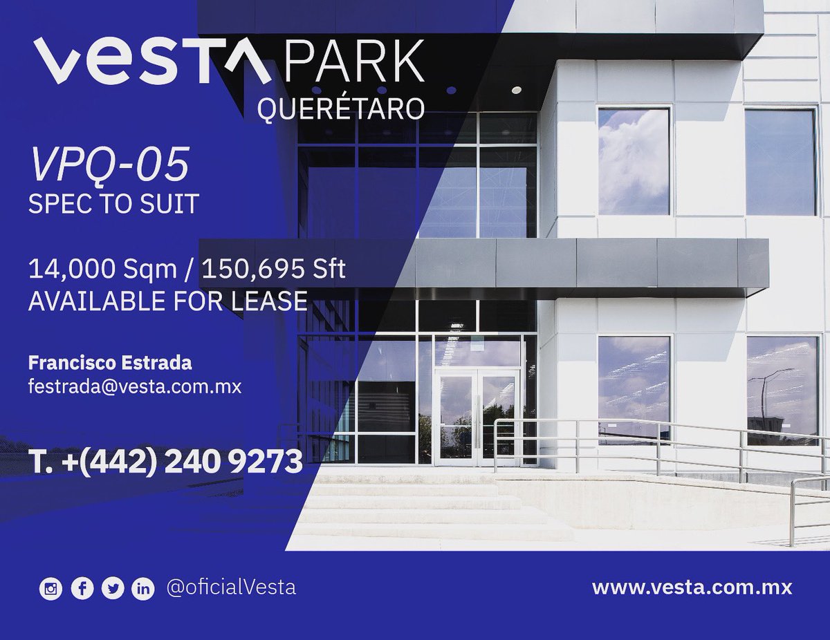 Industrial Building #Vesta #IndustrialRealEstate #ElevatingStandards #RegiónBajío #CommercialRealEstate #AvailableForLease #Queretaro #VestaParkQueretaro