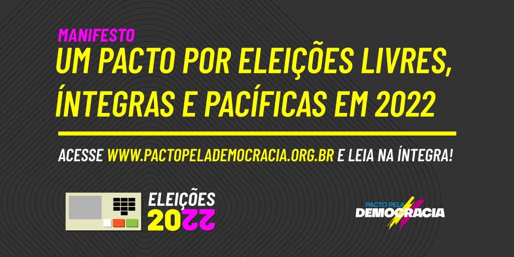 ReCos_na_rede's tweet photo. O @PactoDemocracia, coalizão com 188 organizações da sociedade civil, convoca diferentes setores da sociedade para assumirem um compromisso de enfrentamento às ameaças que colocam em risco as #Eleições2022.

Leia o manifesto na íntegra: https://t.co/k1u6hDEWZW https://t.co/KKzvZGG3MO