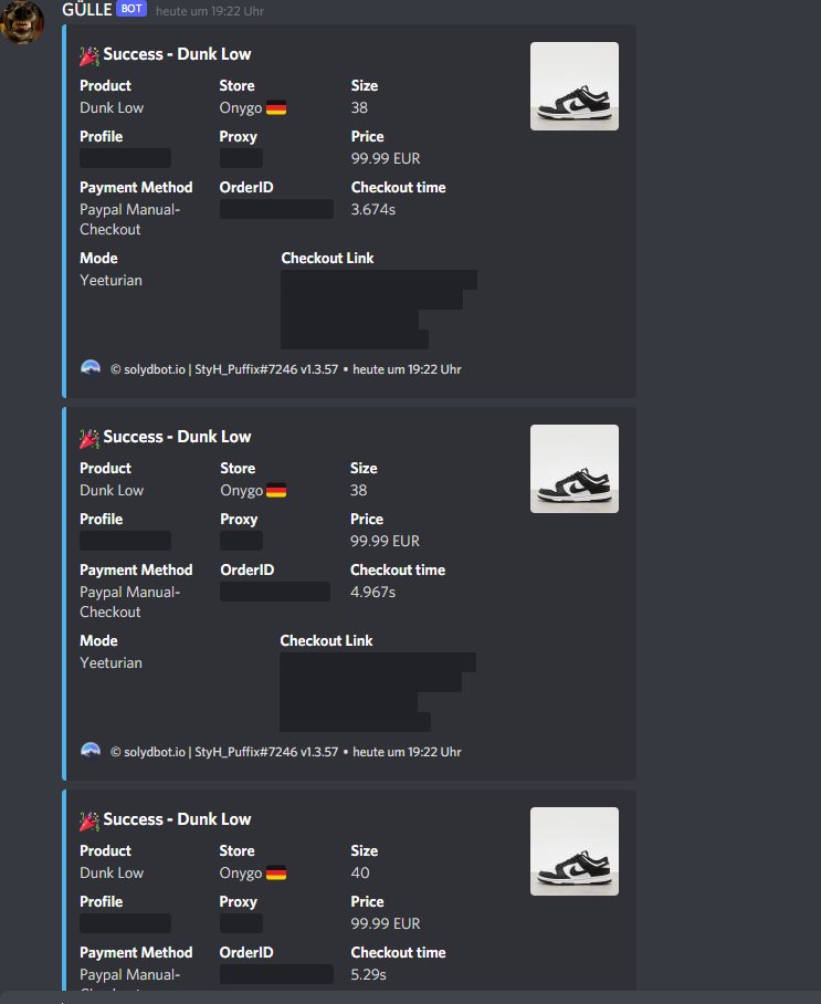 StyH_Puffix's tweet photo. Fastet bot, just tooooo fast..
@solydbot @SolydSuccess 
thanks also @excellenceEUs @excellenceEU @excellenceEU_ 
proxies @dotCalibre https://t.co/S2ZXOBgbts