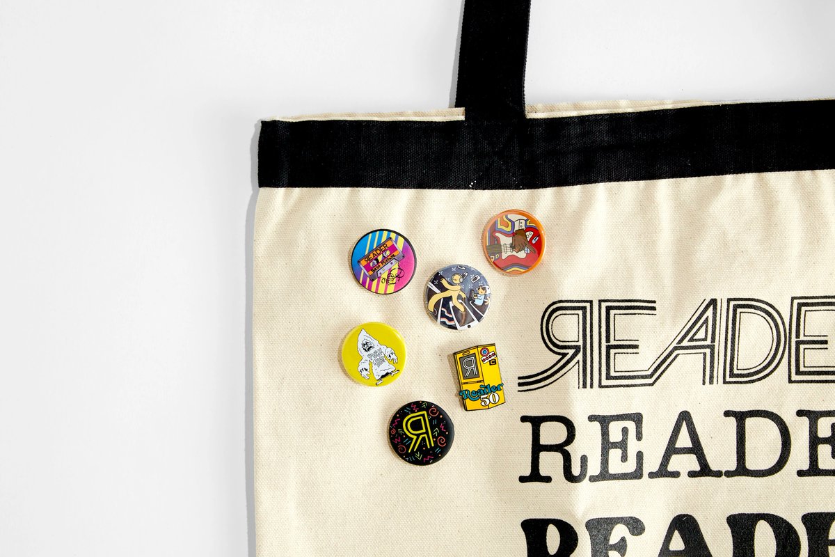 Chicago_Reader's tweet photo. π Groovy 50th anniversary button packs are now available at the Reader store! Loving this collab with local artists and @BusyBeaver πhttps://t.co/SjxpUWWTIw #Reader50 #FreeFreaky50 https://t.co/yhqJRyBVAS