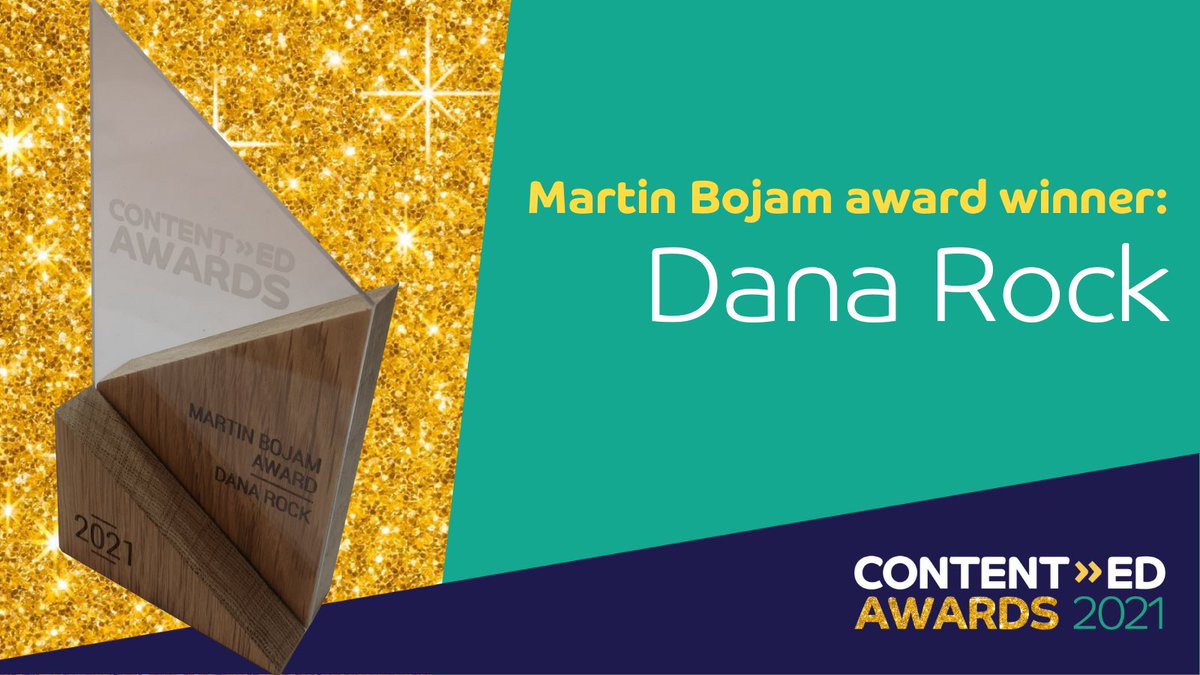 ContentEdLive's tweet photo. Our final award recognises the influence and heart of Martin Bojam, who “existed in this sector to raise and lift other people up”.
This award remembers Martin’s commitment to elevating others, and recognises this spark in others.
And it goes to:
@dinojrock
#ContentEd21 https://t.co/JyNesvQBrv