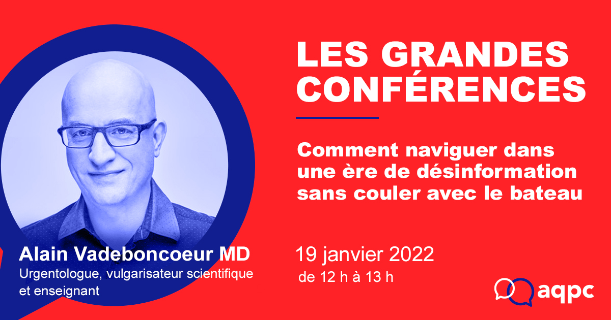 AQPedCol's tweet photo. Dr Alain Vadeboncoeur aux Grandes Conférences #AQPC - Comment naviguer dans une ère de #désinformation sans couler avec le bateau https://t.co/PyuXEgN0Ki

#EduQC #Eduprof #Cegep #College #EdTech #EdTeq #EduNum #EduNumQC #DPcontinu #Professeur #Prof #DevProf #Enseignementsuperieur https://t.co/sHezrDFBsG