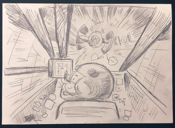 エックスウィングファイターに乗ってダースベイダーのタイファイターと戦ってる息子。

#息子とお絵描き 