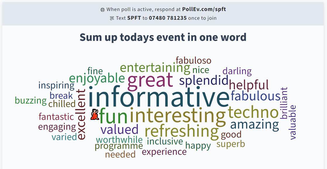 SPFTAdmin's tweet image. Two of my favourite word clouds from todays #notjustanadmin conference. I love using @polleverywhere to get live feedback from attendees 👍