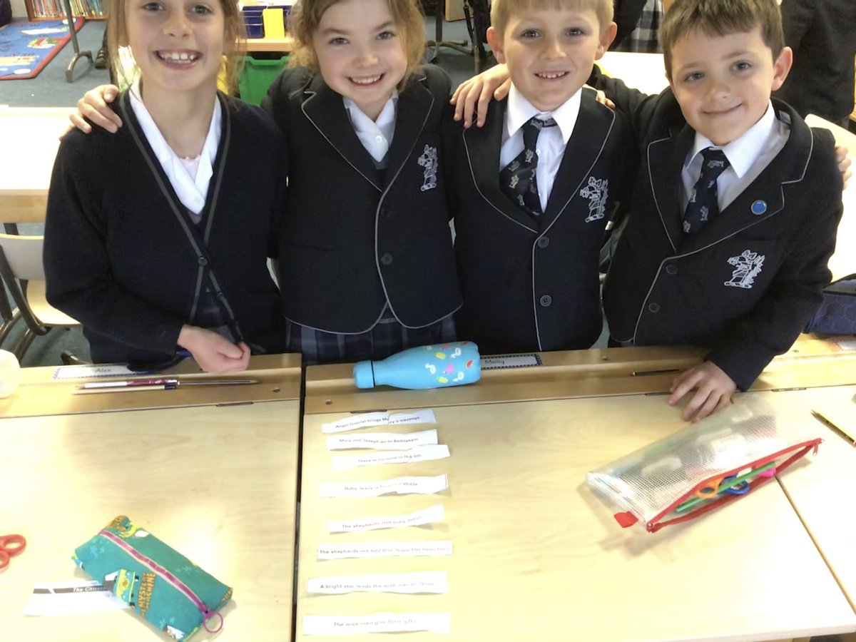 LaxtonJunior's tweet photo. A 5 minute challenge for Year Three this afternoon! Can you work as a team to order the events of the first #Christmas story? We also thought about why Jesus is such a special baby for Christians. #Incarnation #Saviour #Emmanuel #SonOfGod #Messiah #WeAreLJS #LJSRE #LJSYearThree https://t.co/Vh8ELNIlpP