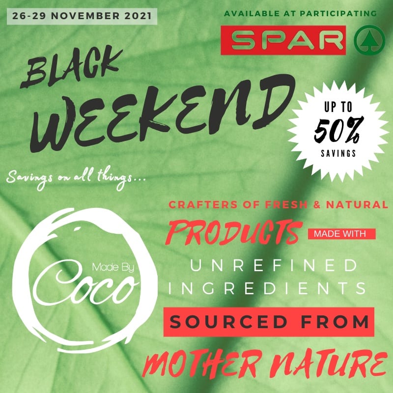 itsmadebycoco's tweet photo. We're SUPER excited about this one 🌱

Serve your skin for a higher good this Weekend.
Shop products from our range at participating @my_spar stores.

VISIT these participating stores 26-29 November 2021 and Save up to 50% on all our products in store. https://t.co/PBcihPSZBs