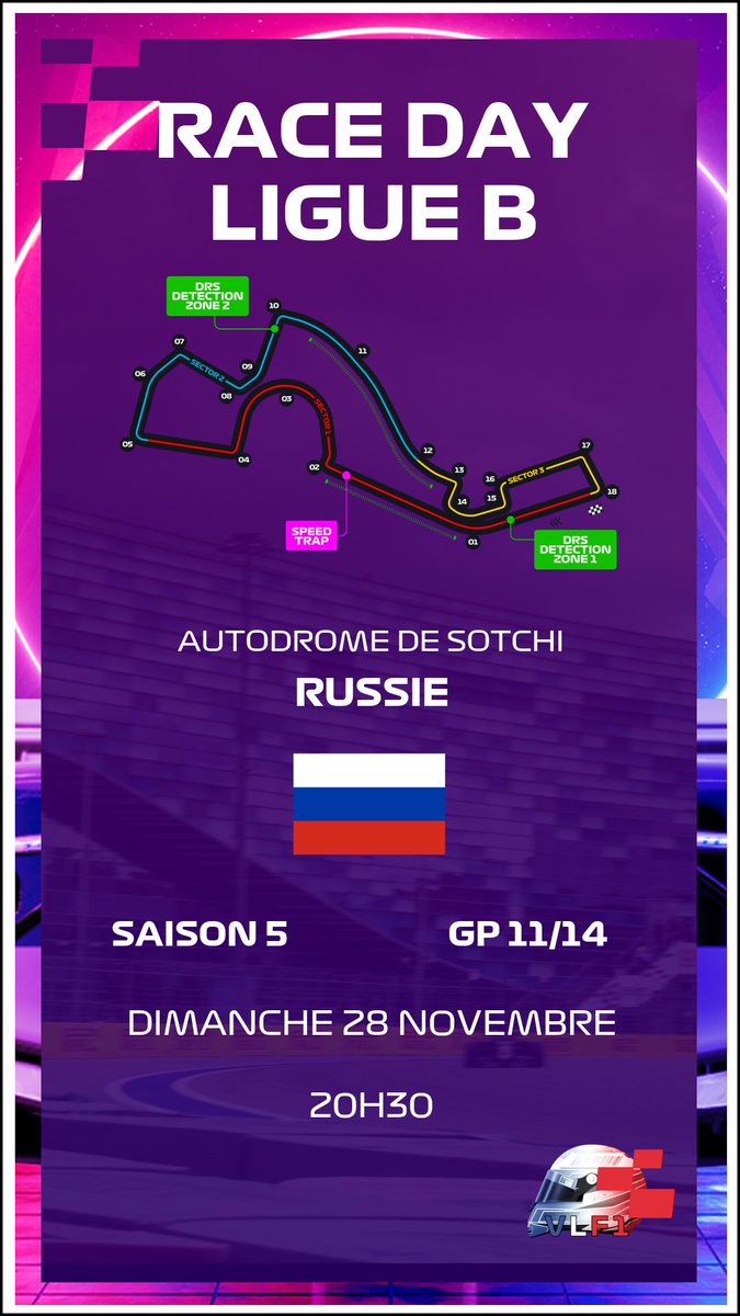virtualliguef1's tweet photo. 🚨 RACE DAYY🚨
La ligue B clôturera le 11ème RDV de la saison 5 en Russie 🇷🇺.
Jeano réussira-t-il à prendre les rênes du championnat ligue B?
#F12021 #jeuxvideos #virtualliguef1 #VLF1 https://t.co/qhcw0SiUxO