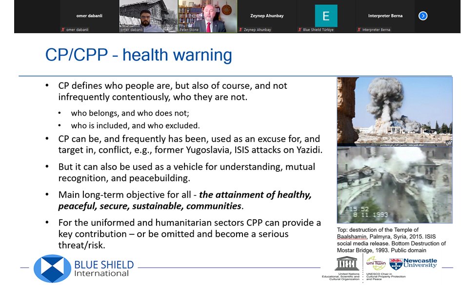 BlueshieldTR's tweet photo. Oturumun 2. konuşması UNESCO Kültür Varlığı Koruma ve Barış Komitesi ve aynı zamanda @BlueShield_Int Başkanı olan @UniofNewcastle 'dan  Prof. Dr. Peter Stone tarafından gerçekleştirildi. 

Prof. Stone, Blue Shield'in rolü ve felsefesi hakkında kapsamlı ve muhteşem bir sunum yaptı https://t.co/uNZtGr8rYt