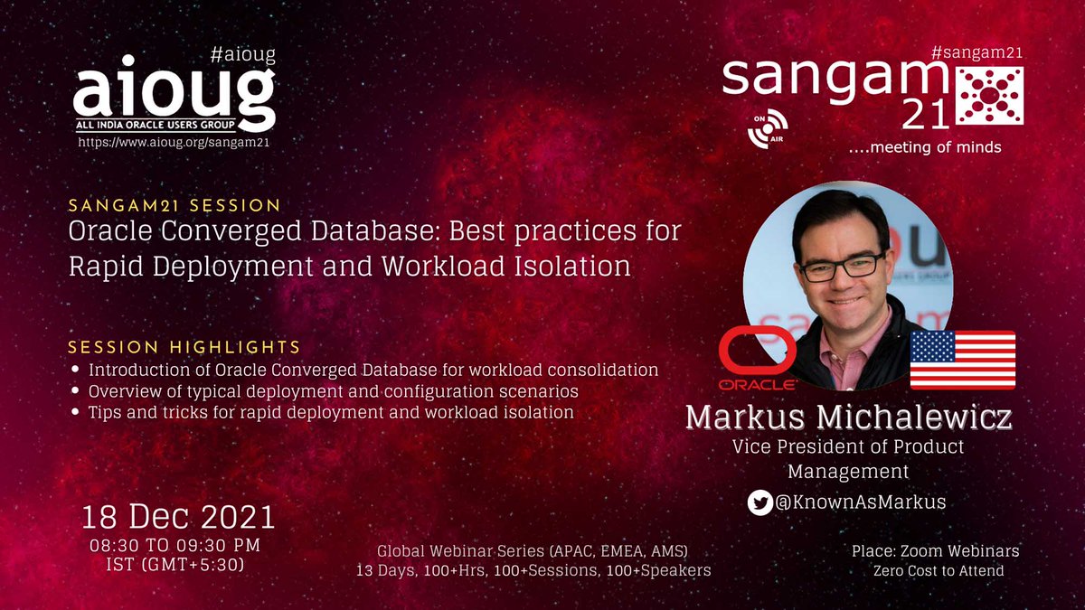 AIOUG's tweet photo. We are eagerly waiting to hear from Markus Michalewicz @KnownAsMarkus. Have you booked your seat yet ? Register Now https://t.co/BBXgnqiS7u @Oracle @OracleDatabase @Oracle_India @groundbreakers @oracleugs @oracleace #aioug #oracledatabase #oracleusers #oraclecustomers #OracleACE https://t.co/5pNTXEGWo3