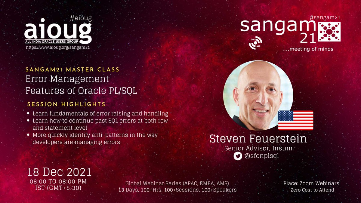 AIOUG's tweet photo. We are eagerly waiting to hear from Steven Feuerstein @sfonplsql. Have you booked your seat yet ? Register Now https://t.co/dfR740BHk0 @Oracle @OracleDatabase @Oracle_India @groundbreakers @oracleugs @oracleace #aioug #oracledatabase #oracleusers #oraclecustomers #OracleACE https://t.co/TMgZHGCtVp