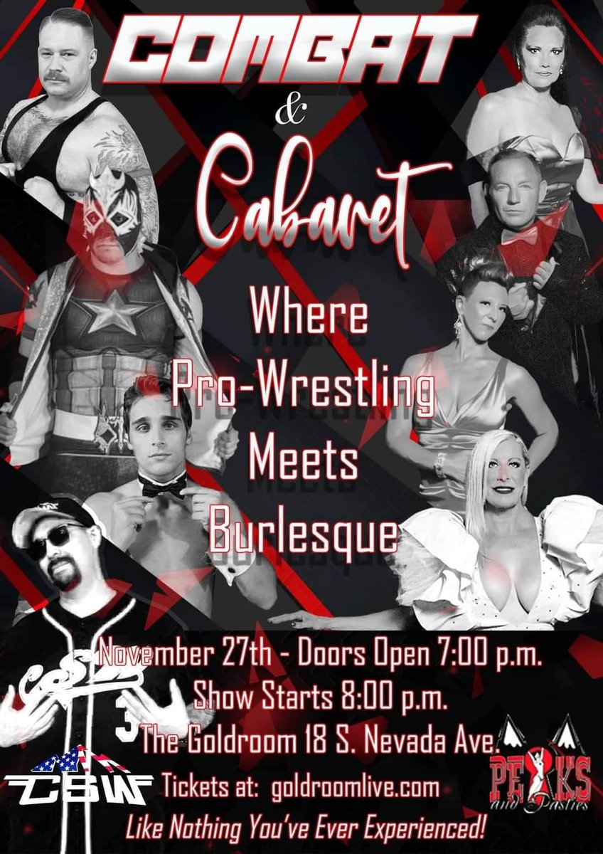 Peaks and Pasties is teaming up with Colorado Springs Wrestling to bring you a very unique experience! Get your tickets at GoldRoomLive.com

#PeaksAndPasties #TheGoldRoom #ColoradoSpringsWrestling #Burlesque #Wrestling #ColoradoSprings